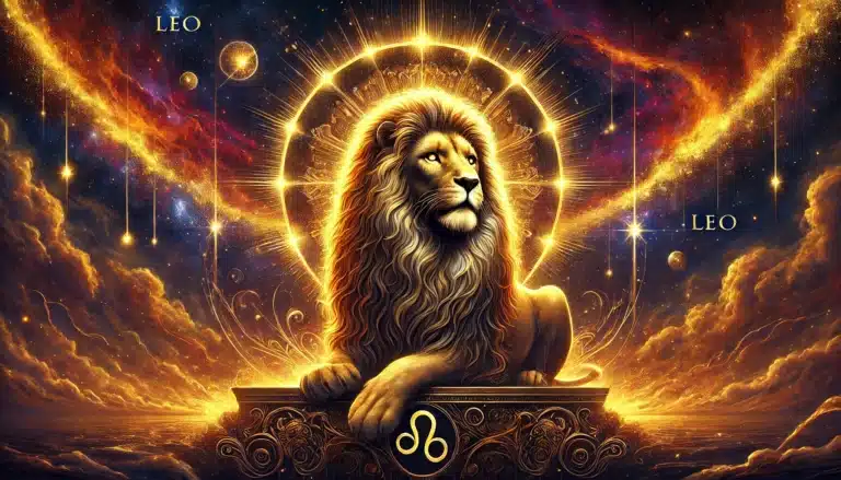 Изображение на величествен лъв – символ на Зодия Лъв – пред красив фон