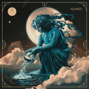 Асцендент Водолей: Магията на въздуха, която вдъхновява и освобождава. Илюстрация на безкрайно небе и вятър, символизиращи свободата и иновациите на Водолея.