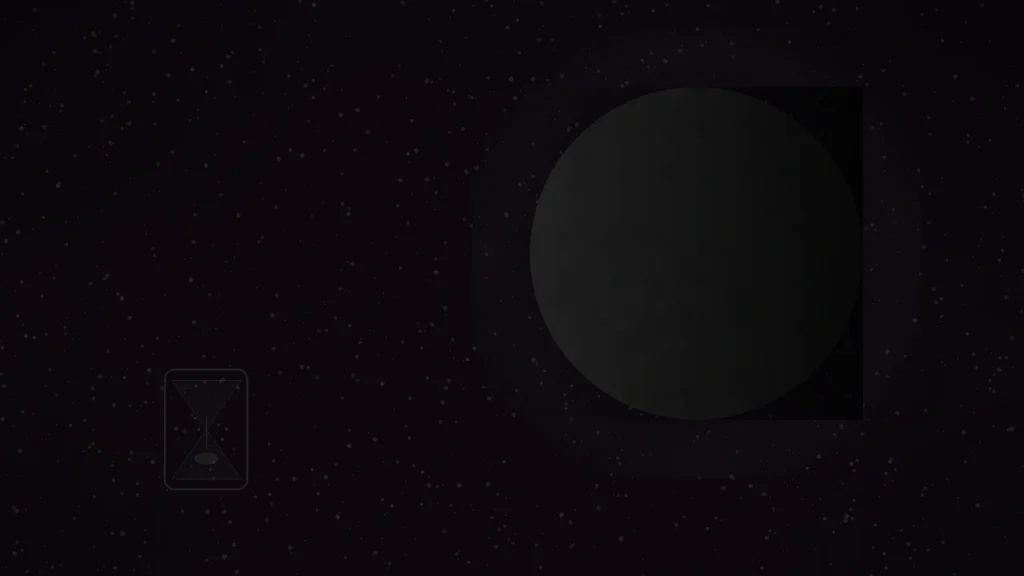 Луна без курс: тъмно небе с сияйна Луна и пясъчен часовник