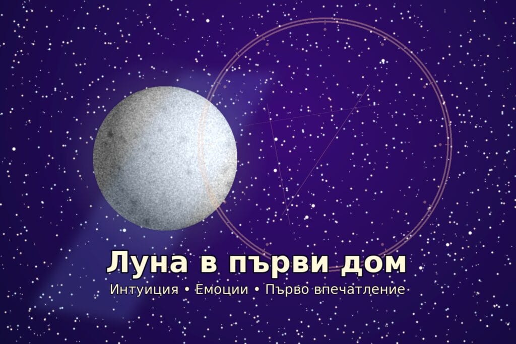 Луна в първи дом в астрологията – лунна светлина, зодиакален кръг и интуитивна енергия.