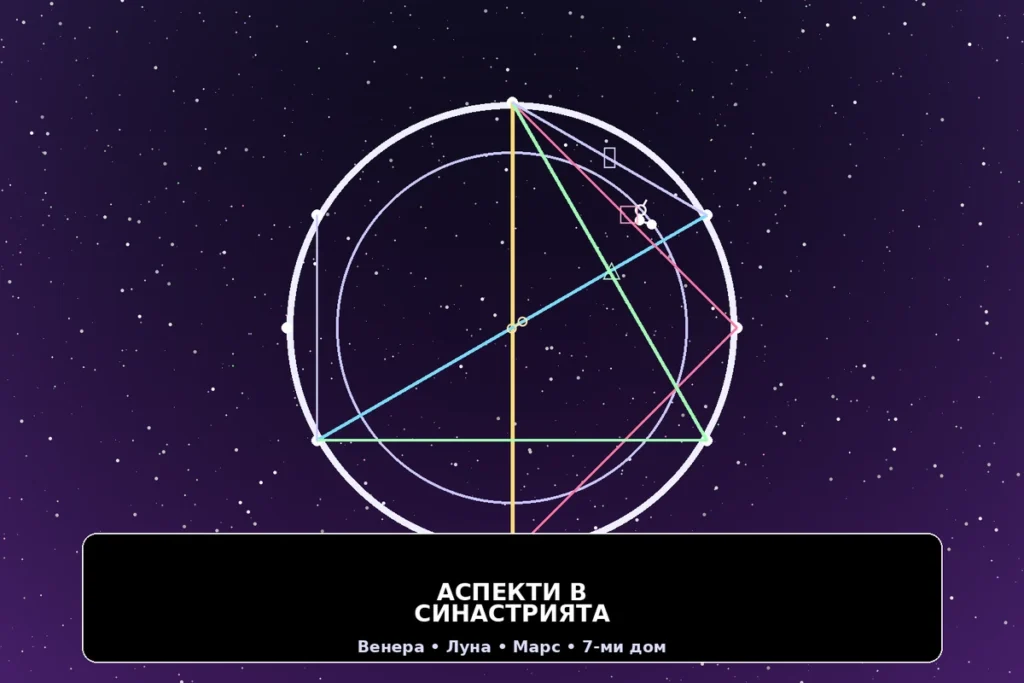 Аспекти в синастрията – диаграма на любовна съвместимост с Венера, Луна и Марс