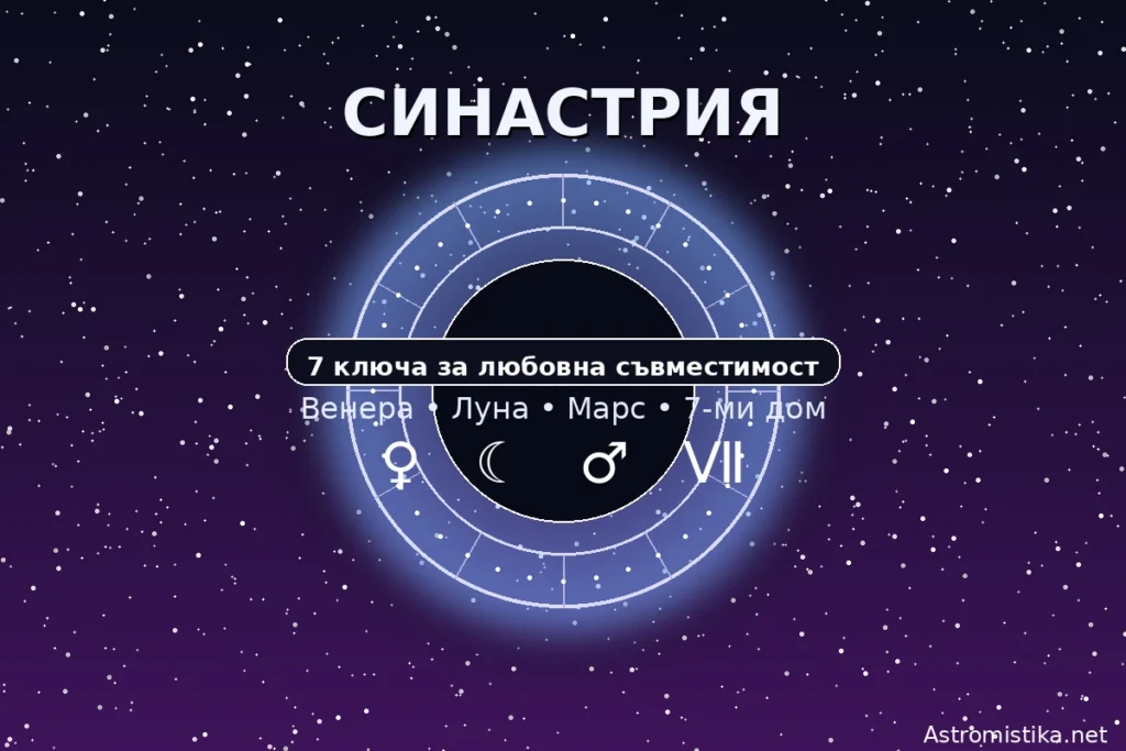 Синастрия – 7 ключа за любовна съвместимост: Венера, Луна, Марс и 7‑ми дом